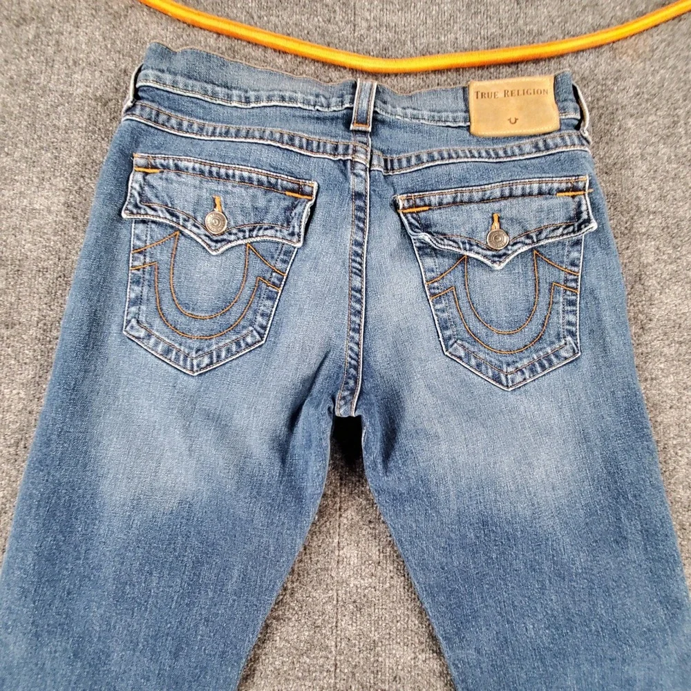 True Religion Jeans Mens 33x33 Ricky Relaxed Straight Blue Flap Stretch